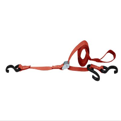 1 Inch x 6 Ft 3 Point Cam Buckle Tie Down, S Hook On Fixed End, Adjustable Strap Has A Sliding S Hook (Red)