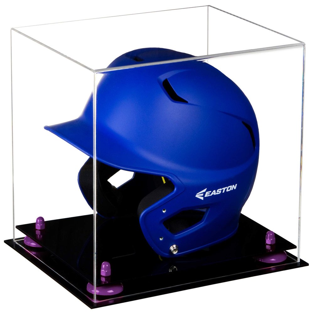 Acrylic Display Case for Baseball Batting Helmet Premium Baseball Display Case with Black Base and Polished Edges Durable Display Cases for Collectibles .Dim: 12.25" L x 10" W x 10.5" H (V22)