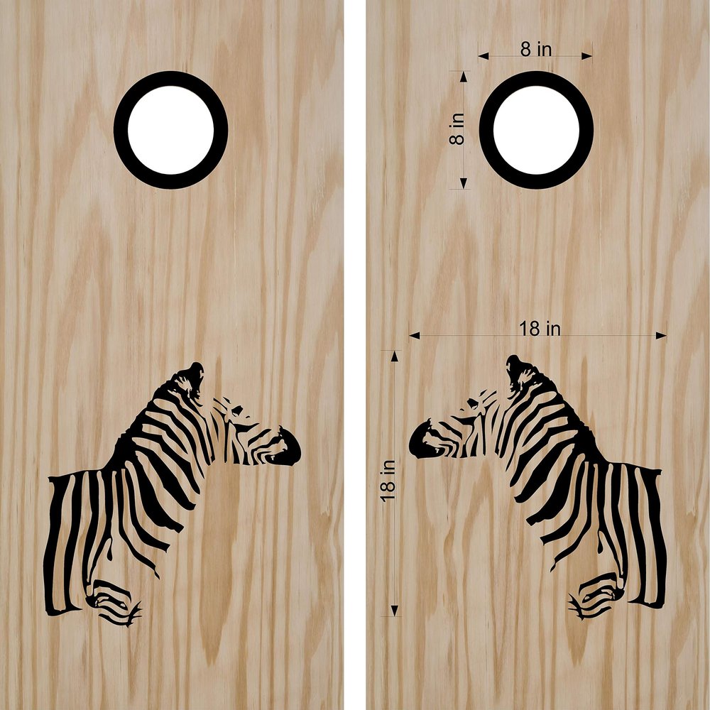 Cornhole Board Decals Safari Zebra Stickers Bean Bag Toss Tailgating Games Set