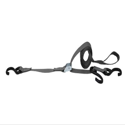 1 Inch x 6 Ft 3 Point Cam Buckle Tie Down, S Hook On Fixed End, Adjustable Strap Has A Sliding S Hook (Gray)