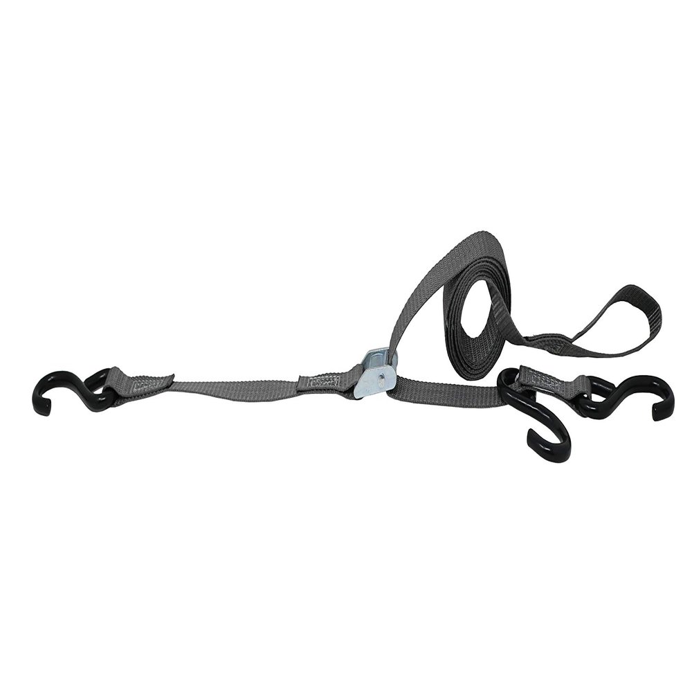 1 Inch x 6 Ft 3 Point Cam Buckle Tie Down, S Hook On Fixed End, Adjustable Strap Has A Sliding S Hook (Gray)