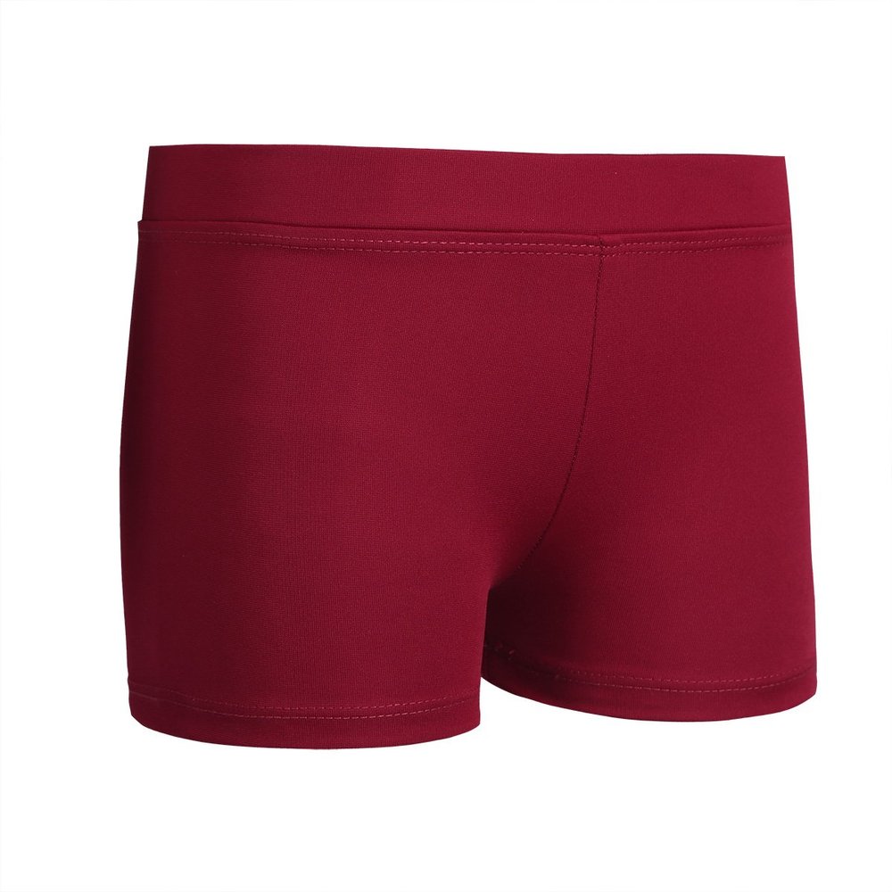 Kaerm Kids Girls Soild Athletic Booty Short Shorts Gymnastics Hot Pants Sports Workout Running Dance Activewear Burgundy 8
