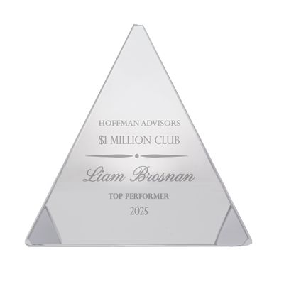 Ravanox Personalized 3 1/8" Crystal Pyramid Award, Custom Engraved Glass Award Statue for Employee Appreciation, Recognition, Service, Retirement
