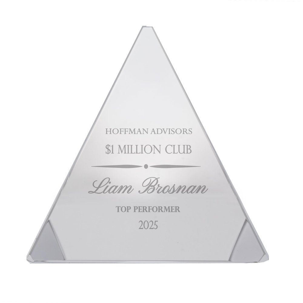Ravanox Personalized 3 1/8" Crystal Pyramid Award, Custom Engraved Glass Award Statue for Employee Appreciation, Recognition, Service, Retirement