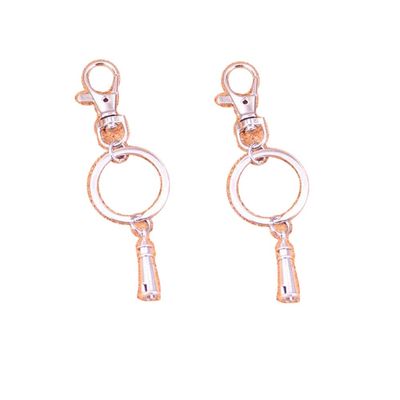 2pcs New Keychain Lighthouse Watchtower Pendants DIY Men Ancient Silver Color Car Key Chain Ring (#2)