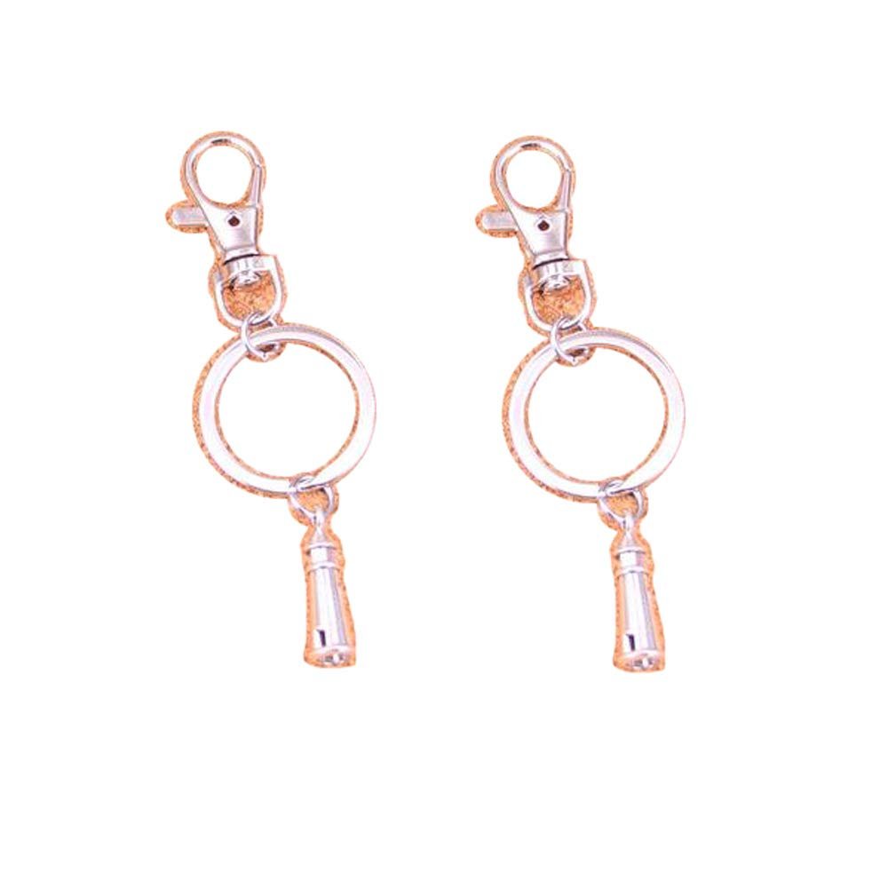 2pcs New Keychain Lighthouse Watchtower Pendants DIY Men Ancient Silver Color Car Key Chain Ring (#2)