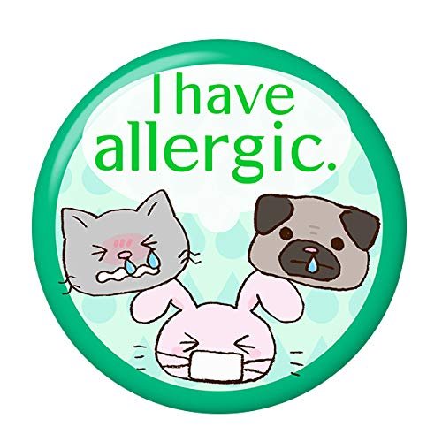 ARcanbadge Allergic Sign 1.25inch(32mm) Button Safety Pin Back [to Solve Some Allergies Problem if You Cough or Nose Running]
