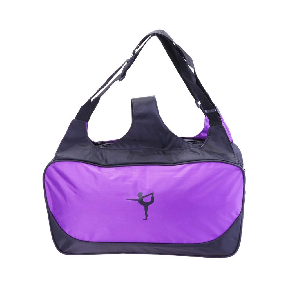 Garneck Yoga Nylon Large Yoga Mat Tote Sling Multi Purpose Shoulder Bag Gym Bag with Mat Holder for Traveling Shopping (Purple)