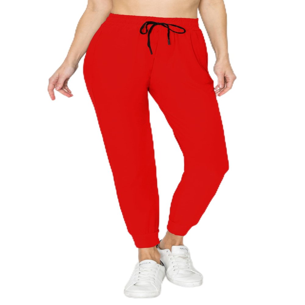 ALWAYS Super Soft, Stretchy Drawstring Women's Joggers with Pockets - Tapered Cuff Casual Joggers for Women, Ideal for Daily Wear Red 2 US XL (Tag 2XL/3XL)