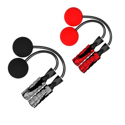 2PCS Ropeless Jump Rope Weighted,Adjustable Cordless Rope Skipping Wireless Jumping Rope for Indoor/Outdoor Fitness Boxing Training WOD MMA (Red+Grey)