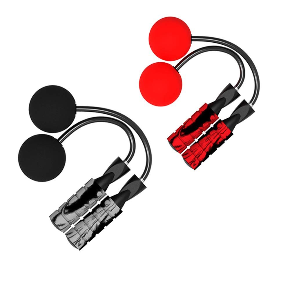2PCS Ropeless Jump Rope Weighted,Adjustable Cordless Rope Skipping Wireless Jumping Rope for Indoor/Outdoor Fitness Boxing Training WOD MMA (Red+Grey)
