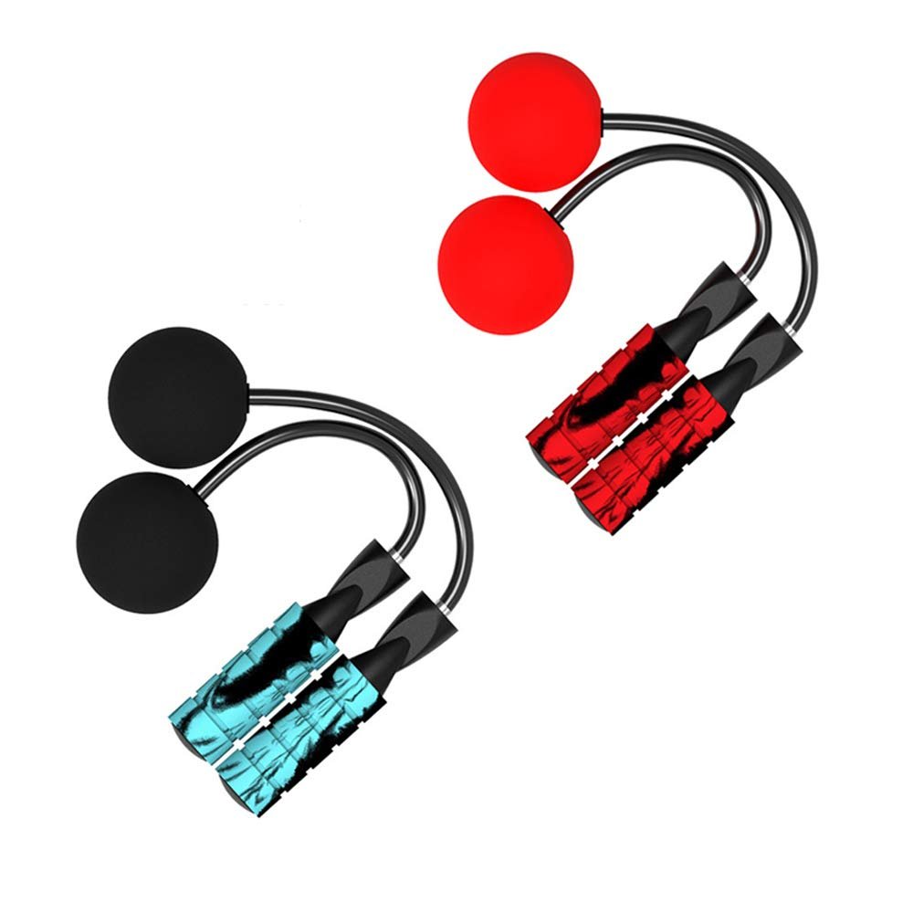 2Sets Ropeless Jump Rope Weighted,Adjustable Cordless Rope Skipping Wireless Jumping Rope for Indoor/Outdoor Fitness Boxing Training WOD MMA (Red+Blue)