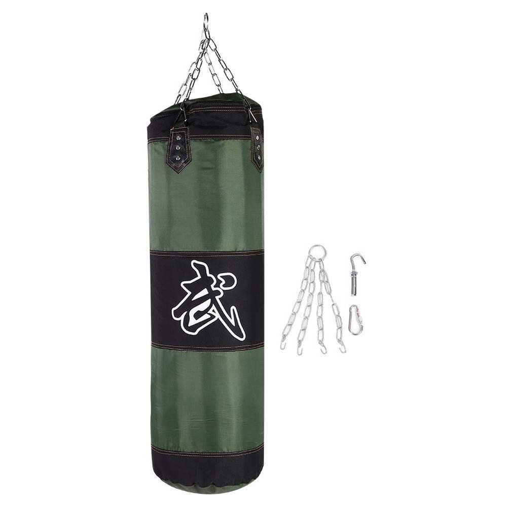 The New Boxing Sandbag Hanging Boxing Sandbag Training Boxing Hook Kick Sandbag Hollow Model with Iron Chain Hook Safety Buckle(1 m-Green)
