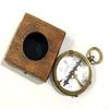 Antique Nautical Brown Round Silver Dial Compass 2.5" Brass Navigation Compass with Leather Box view 2