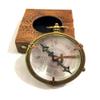 Antique Nautical Brown Round Silver Dial Compass 2.5" Brass Navigation Compass with Leather Box view 4