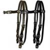 Double Stitched Leather Browband Headstall w/Silver Star Conchos & Reins (Black) view 1