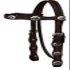 Double Stitched Leather Browband Headstall w/Silver Texas Star Conchos & Reins (Dark Brown) view 1