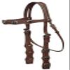 Double Stitched Leather Browband Headstall w/Silver Star Conchos & Reins (Dark Brown) view 1