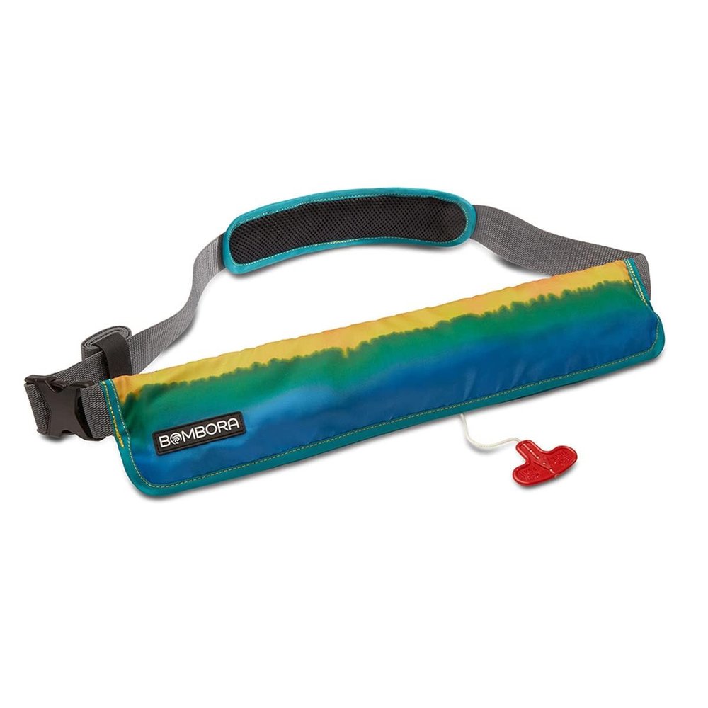 Inflatable Life Jacket-Manual Pull. Ages 16+ Life Vest Fanny Pack PFD. US Coast Guard Approved CO2 Included Unisex Belt Pack Manual Inflatable Life Jacket Adjustable-Bombora Tidal (Rasta)