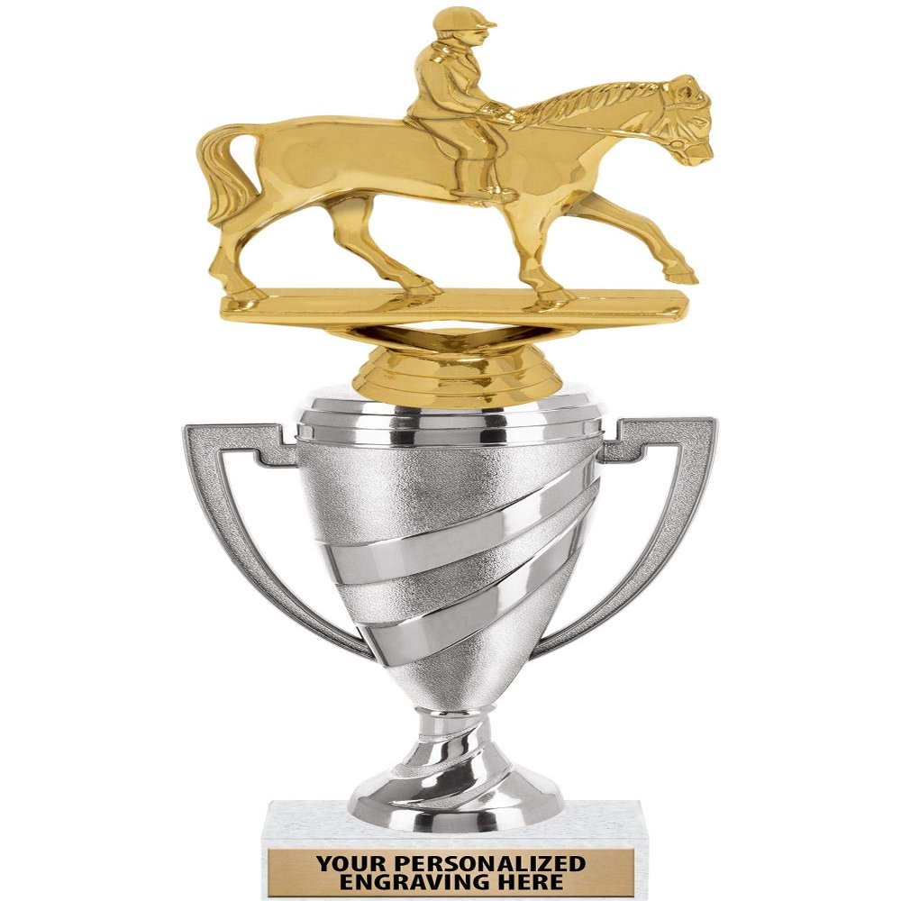 Crown Awards Horse Trophy, 11" Silver Cup Equestrian Horse Trophies Includes Free Engraving, 10 Pack Prime