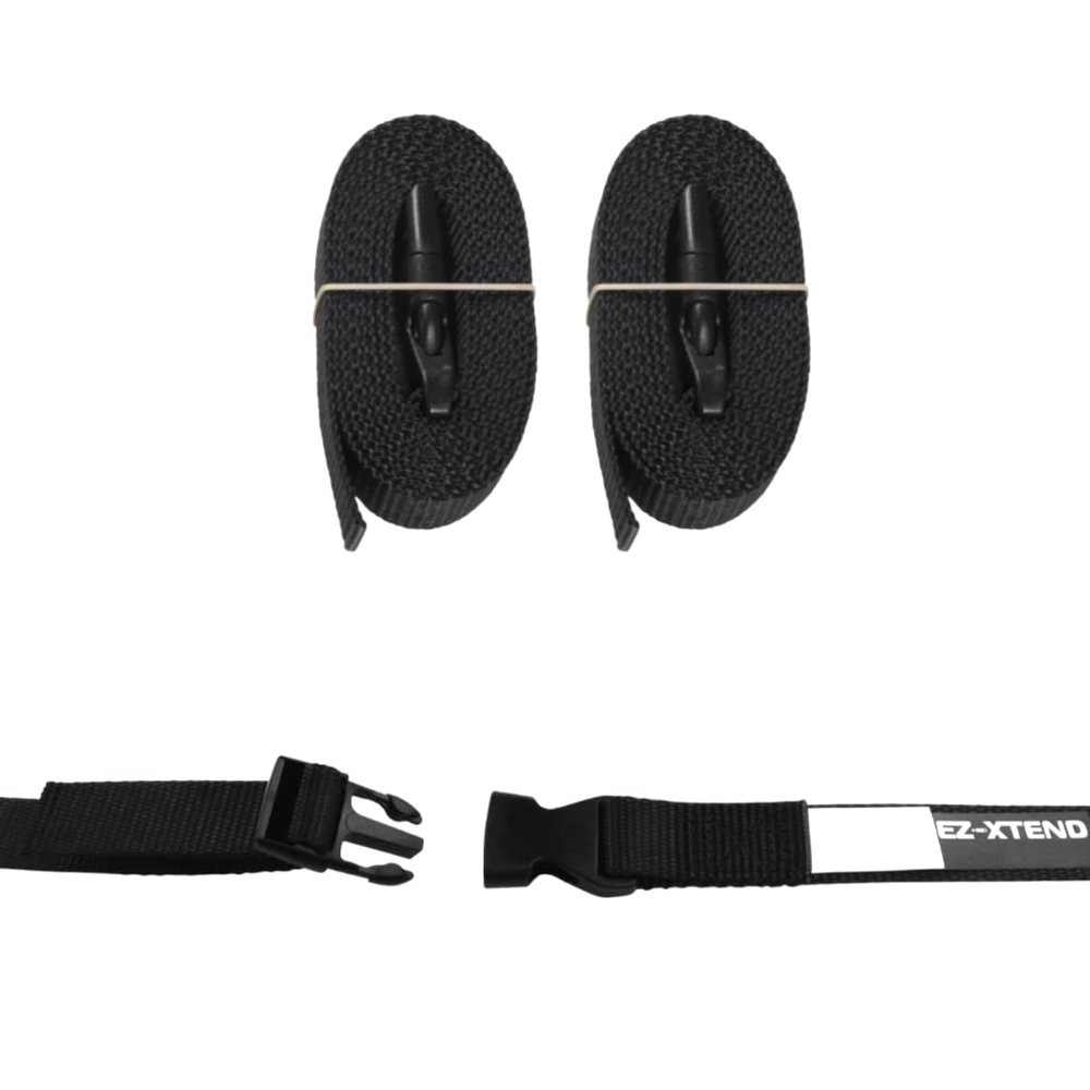 EZ-Xtend Adjustable Boat Cover Tie Down Straps w/Delrin Quick Release Buckles - Heavy Duty 1" Polyester Webbing 4500 Lb Break Strength, 250 lb QR Buckle - Boat Accessories - 2 PK (8 Feet, Black)
