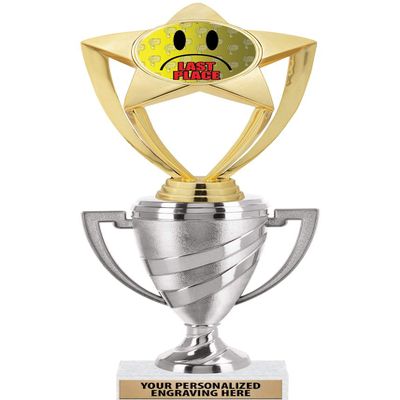 Crown Awards Last Place Trophy, 11" Silver Cup Last Place Trophies Includes Free Engraving, 5 Pack Prime