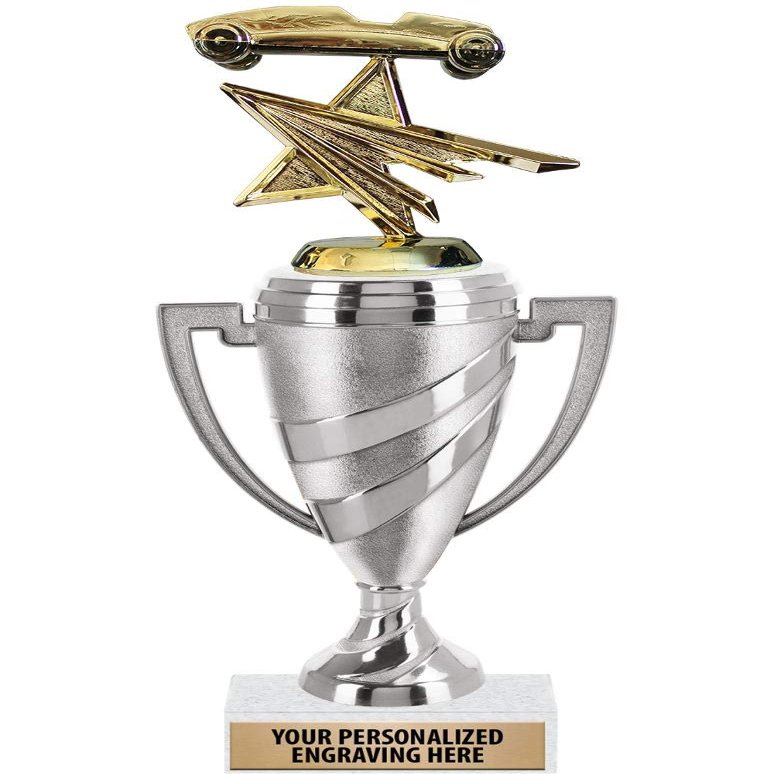 Crown Awards Derby Trophy, 11" Silver Cup Derby Trophies Includes Free Engraving, 10 Pack Prime