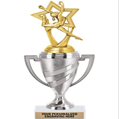 Crown Awards Gymnastics Trophy, 11" Silver Cup Male Handstand Trophies Includes Free Engraving, 10 Pack