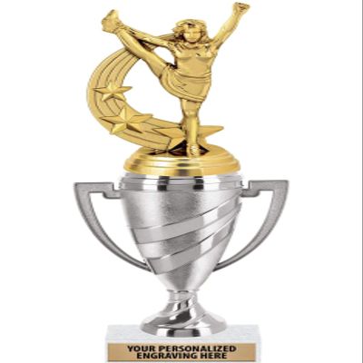 Cheerleading Trophy, 11" Silver Cup Forward Cheer Trophies Includes Free Engraving, 10 Pack Prime