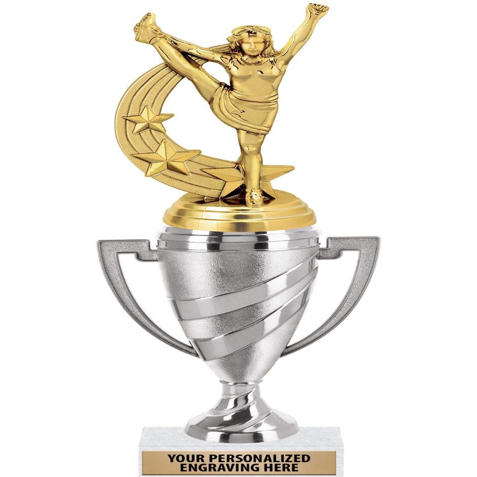 Cheerleading Trophy, 11" Silver Cup Forward Cheer Trophies Includes Free Engraving, 10 Pack Prime