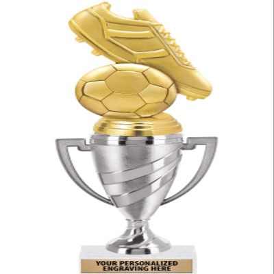 Crown Awards Soccer Trophy, 11" Silver Cup Soccer Team Trophies Includes Free Engraving, 10 Pack Prime