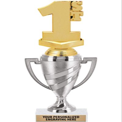 Crown Awards 1st Place Trophy, 11" Silver Cup 1st Place Trophies Includes Free Engraving, 5 Pack Prime
