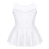 Oyolan Kids Girls Ice Skating Sparkle Diamond V-Shaped Sheer Tulle Splice Leotard A-line Dress for Latin Jazz White 6 view 1