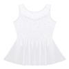 Oyolan Kids Girls Ice Skating Sparkle Diamond V-Shaped Sheer Tulle Splice Leotard A-line Dress for Latin Jazz White 6 view 3