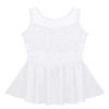 Oyolan Kids Girls Ice Skating Sparkle Diamond V-Shaped Sheer Tulle Splice Leotard A-line Dress for Latin Jazz White 6 view 4
