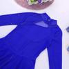 Oyolan Kids Girls Long Sleeves Mock Neck Tulle Splice Cut Out Back Roller Ice Figure Skating Dress Dancewear Royal Blue 8 view 4