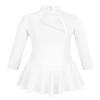 Oyolan Kids Girls Long Sleeves Mock Neck Tulle Splice Cut Out Back Roller Ice Figure Skating Dress Dancewear White 8 view 2