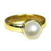 SURYAGEMS Natural Fresh Water Pearl Round Shape 18K Gold Plated Ring Men Astrology Stone Jewelry US 4-13 view 1