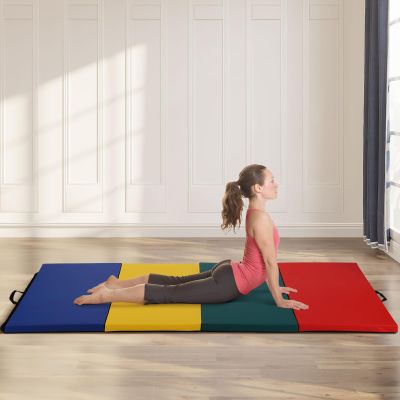 Thick Gymnastics Exercise Mat, 4'x8'x2"Extra Thick High Density Anti-Tear Folding Tumbling Mats Gymnastics for Home, Gym Mat for MMA, Stretching Yoga Cheerleading Martial Arts, Aerobics (Multicolor)