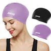 Aegend Swim Caps for Long Hair, Durable Silicone Swimming Caps for Women Men Adults Youths, Easy to Put On and Off, Waterproof Swim Hats Bathing Caps to Keep Hair Dry, 2 Pack, Black Purple view 1