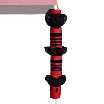 ezSTOW Canopy Organizer, Red - Organize Your Awning, Drink Holder, Paper Towel Storage, Sunscreen Pockets, Trash Bags, Attach to Tree, Outdoor, Hunting, Ballgame, Camping, Baseball, Soccer, Track
