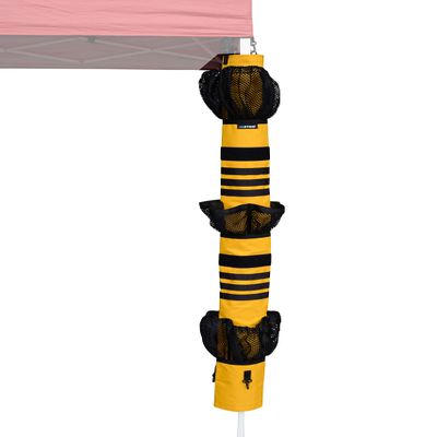 ezSTOW Canopy Organizer, Yellow - Organize Your Awning, Drink Holder, Paper Towel Storage, Sunscreen Pockets, Trash Bags, Attach to Tree, Outdoor, Hunting, Ballgame, Camping, Baseball, Soccer, Track