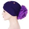 SoundsBeauty Islamic Muslim Hijab Faux Pearl Rhinestone Women Flower Back Turban Hat Headwrap for Adults Red view 3