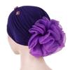 SoundsBeauty Islamic Muslim Hijab Faux Pearl Rhinestone Women Flower Back Turban Hat Headwrap for Adults Red view 4