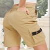 XinYangNi Women's Casual Cargo Shorts Cotton Elastic Waist Drawstring Loose Fit Outdoor Multi-Pockets Beige US 4-6 view 2