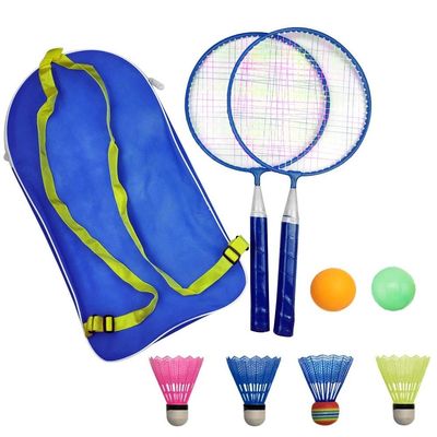 Badminton Racket for Children 1 Pair, Nylon Alloy Durable Badminton Racquet Set for Kids Indoor/Outdoor Sport GameIncluding 4 Badminton and 2 Table Tennis (Blue)