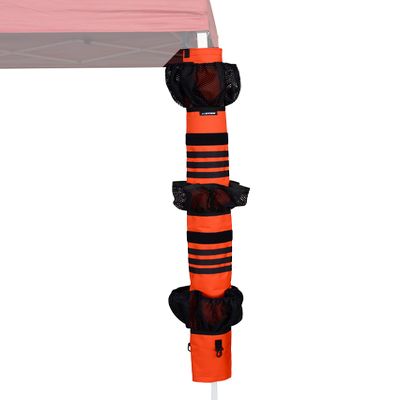 ezSTOW Canopy Organizer, Orange - Organize Your Awning, Drink Holder, Paper Towel Storage, Sunscreen Pockets, Trash Bags, Attach to Tree, Outdoor, Hunting, Ballgame, Camping, Baseball, Soccer, Track