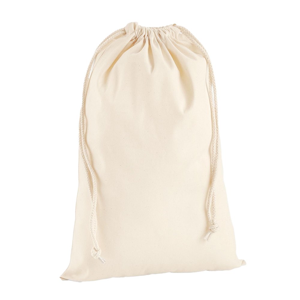 Westford Mill Premium Cotton Stuff Bag (W216) - Travel Daily Use Accessory Bag - Natural (S)