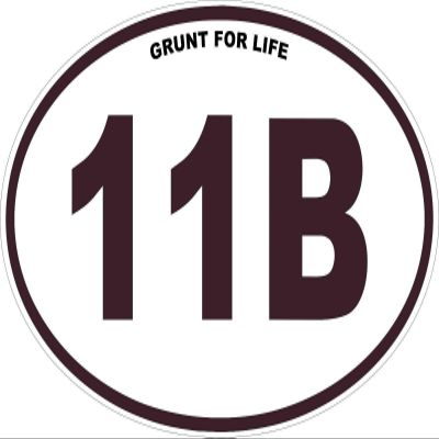 11B "Grunt for Life" Tool Box Helmet Bumper Sticker Decal 6"  4"