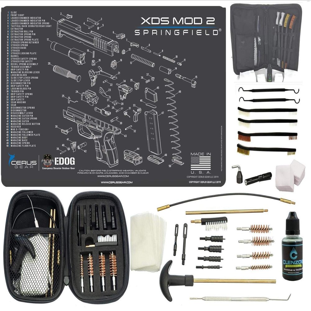 EDOG Springfield Armory XDS MOD 2 CERUS Gear Schematic (Exploded View) Promat with Range Warrior Universal 32 PC Field and Bench Cleaning Essentials Kit